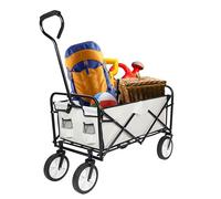 YSSOA Carrello da giardino pieghevole portatile con ruote girevoli a 360 gradi antiscivolo e manico regolabile, capacità di carico di 99,8 kg, acciaio legato, bianco