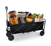 YSSOA Heavy Duty Folding Portable Hand Cart with Removable Canopy, 8'' Wheels, Adjustable Handles and Double Fabric for Shopping, Picnic, Beach, Camping