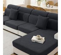 YSTELLAA Copricuscini Divano Elasticizzato, Copri Cuscino Divano Universale, Copricuscini per Divani, Copridivano Cuscini Separati, per Soggiorno(1 Posto, Grigio Scuro)