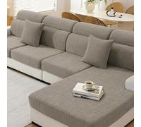 YSTELLAA Copricuscini Divano Elasticizzato, Copri Cuscino Divano Universale, Copricuscini per Divani, Copridivano Cuscini Separati, per Soggiorno(Chaiselongue, Kaki)