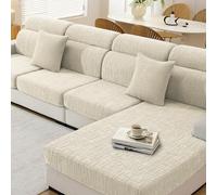 YSTELLAA Copricuscini Divano Elasticizzato, Copri Cuscino Divano Universale, Copricuscini per Divani, Copridivano Cuscini Separati, per Soggiorno(Chaiselongue, Beige)
