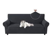 YSTELLAA Copridivano 2 Posti Con Braccioli, Universale Copri Divano Elasticizzato Lavabile, Copridivani Antimacchia Antiscivolo, Sofa Cover Antigraffio Gatto, Per Soggiorno, Grigio Scuro