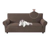 YSTELLAA Copridivano 3 Posti Con Braccioli, Universale Copri Divano Elasticizzato Lavabile, Copridivani Antimacchia Antiscivolo, Sofa Cover Antigraffio Gatto, Per Soggiorno, Caffè Chiaro