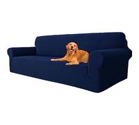 YSTELLAA Copridivano 4 Posti Con Braccioli, Copridivani per Divani Elasticizzato e Lavabili, Copri Divano Antigraffio per Cani e Domestici (Blu Scuro, Divano Larghezza 233cm-293cm)