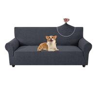 YSTELLAA Copridivano 4 Posti Con Braccioli, Universale Copri Divano Elasticizzato Lavabile, Copridivani Antimacchia Antiscivolo, Sofa Cover Antigraffio Gatto, Per Soggiorno, Grigio Scuro