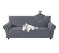 YSTELLAA Copridivano 4 Posti Con Braccioli, Universale Copri Divano Elasticizzato Lavabile, Copridivani Antimacchia Antiscivolo, Sofa Cover Antigraffio Gatto, Per Soggiorno, Grigio Chiaro