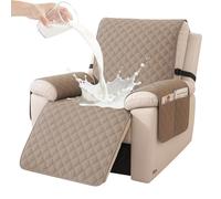 YSTELLAA Copripoltrona 1 Posto Impermeabile, Copripoltrona Relax Reclinabile, Copri Poltrona Con Braccioli Antigraffio Antimacchia, Copri Poltrona Elettrica Antiscivolo, Caffè Chiaro