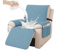 YSTELLAA Copripoltrona 1 Posto Impermeabile, Copripoltrona Relax Reclinabile, Copri Poltrona Con Braccioli Antigraffio Antimacchia, Copri Poltrona Elettrica Antiscivolo Universale, Blu Chiaro