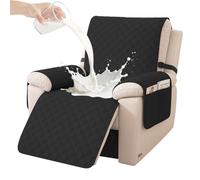 YSTELLAA Copripoltrona 1 Posto Impermeabile, Copripoltrona Relax Reclinabile, Copri Poltrona Con Braccioli Antigraffio Antimacchia, Copri Poltrona Elettrica Antiscivolo Universale, Nero