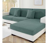 YSTELLAA Copriseduta Divano Elasticizzato, Copricuscino Divano, Universale Coprisedile Per Divano, Sofa Copri Cuscino Divano, Copri Seduta Per Divano, 1 Posto*3+Chaiselongue, Verde Fagiolo