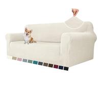 YSTELLAA Elasticizzato Copridivano 3 Posti, Universale Copri Divano Con Braccioli, Moderno Copridivani Elasticizzati, Copridivano Antigraffio Gatto, Sofa Cover Antiscivolo Lavabili, Bianco Crema