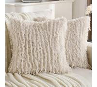 YSTELLAA Federe Cuscini Divano 45x45 2 Pezzi In Pelliccia Sintetica, Copricuscini Divano Morbido, Copri Cuscini Con Forma Corazón Cerniera, Federa Cuscino Decorazione Per La Casa, Beige