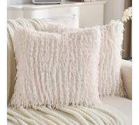 YSTELLAA Federe Cuscini Divano 45x45 2 Pezzi In Pelliccia Sintetica, Copricuscini Divano Morbido, Copri Cuscini Con Forma Corazón Cerniera, Federa Cuscino Decorazione Per La Casa, Crema