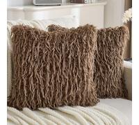 YSTELLAA Federe Cuscini Divano 45x45 2 Pezzi In Pelliccia Sintetica, Copricuscini Divano Morbido, Copri Cuscini Con Forma Corazón Cerniera, Federa Cuscino Decorazione Per La Casa, Marrone