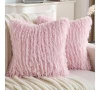 YSTELLAA Federe Cuscini Divano 50x50 2 Pezzi In Pelliccia Sintetica, Copricuscini Divano Morbido, Copri Cuscini Con Forma Corazón Cerniera, Federa Cuscino Decorazione Per La Casa, Rosa