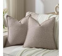 YSTELLAA Federe Cuscini Divano 60x60 2 Pezzi in Chenille, Copricuscini Divano Morbido Resistenti, Copri Cuscini con Bordo Decorativo, Federa Cuscino Decorazione Per La Casa, Caffè Chiaro