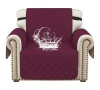YSTELLAA Natale 100% Impermeabile Copripoltrona 1 Posti Con Braccioli, Copridivano Antigraffio Gatto Cane, Copridivani Trapuntato, Salvadivano Antiscivolo Antimacchia, Bordeaux