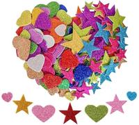 YSTrillion 300 Pezzi Adesivi Glitterati,Adesivi in Schiuma Glitterata,Autoadesiva Adesivi Stelle e Cuore per Bambini,Adesivi per Scrapbooking per Craft/Card