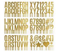 YSTrillion Adesivi Alfabeto,12 Fogli Adesivi Lettere Alfabeto Grandi,Kit di Lettere Numeri Adesivi per Scrapbooking,Etichettatura,Decorazione(Oro)