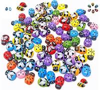 YSTrillion Mini Api e Coccinelle Colorate 100 Pezzi Adesivo Coccinella di Legno per Scrapbooking,Decorazione Giardino DIY 9 * 13MM