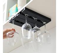 YSTrillion Porta Bicchieri Sospesi,2 Pezzi Portabicchieri Sospeso,Portabicchieri Appendere,Porta Bicchiere di Vino Appeso,Nessuna Perforazione Richiesta für Familie Restaurant Hotel Bar (Schwarz)