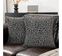 Ystyle 2 Pezzi Federe Cuscini Divano 40x40 in Finta Pelliccia Leopardata, Copricuscini Ghepardati in Jacquard e Velluto, Fodere Cuscini Arredo Letto per Camera e Soggiorno, Marrone Scuro-2