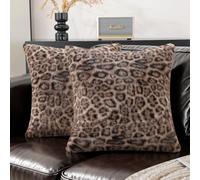 Ystyle 2 Pezzi Federe Cuscini Divano 45x45 in Finta Pelliccia Leopardata, Copricuscini Ghepardati in Jacquard e Velluto, Fodere Cuscini Arredo Letto per Camera e Soggiorno, Beige