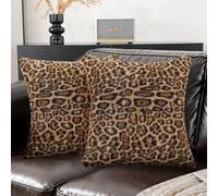 Ystyle 2 Pezzi Federe Cuscini Divano 45x45 in Finta Pelliccia Leopardata, Copricuscini Ghepardati in Jacquard e Velluto, Fodere Cuscini Arredo Letto per Camera e Soggiorno, Beige Bianco