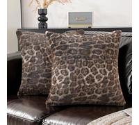 Ystyle 2 Pezzi Federe Cuscini Divano 50x50 in Finta Pelliccia Leopardata, Copricuscini Ghepardati in Jacquard e Velluto, Fodere Cuscini Arredo Letto per Camera e Soggiorno, Marrone Chiaro