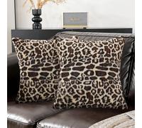 Ystyle 2 Pezzi Federe Cuscini Divano 60x60 in Finta Pelliccia Leopardata, Copricuscini Ghepardati in Jacquard e Velluto, Fodere Cuscini Arredo Letto per Camera e Soggiorno, Marrone Chiaro-4