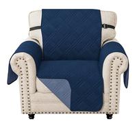 Ystyle Copridivano 1 Posto con Braccioli, Blu Berlino + Grigio Blu | Reversibile Copri Divano Antigraffio Per Gatto Gatto, Copertura Divano Trapuntato Doppio Lato Bicolore, Universale Sofa Cover