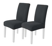 Ystyle Coprisedie Con Schienale 2 Pezzi, Copri Sedie Da Cucina, Coprisedia Elasticizzato, Copri Sedia Universali Sala Da Pranzo, Moderno Coprisedia Lavabile Estraibile, Grigio