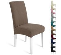 Ystyle Coprisedie con Schienale 4 Pezzi, Elasticizzato Copri Sedie Soggiorno Cucina, Fodere per Sedia Morbido Comodo Anti-Graffio, Facile da Pulire e Resistente, Lavabile Estraibile, Marrone