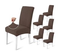 Ystyle Coprisedie con Schienale 6 Pezzi, Elasticizzato Copri Sedie Soggiorno Cucina, Fodere per Sedia Morbido Comodo Anti-Graffio, Facile da Pulire e Resistente, Lavabile Estraibile, Caffè