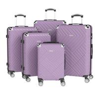 Ystyle Ensemble de valises rigides 5 pièces, Serrure à Combinaison, Manico Telescopico e 4 Roulettes Silencieuses 360°, Trolley Resistenti da Viaggio, S-M-L-XL-XXL, Viola