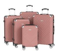 Ystyle Ensemble de valises rigides 5 pièces, Serrure à Combinaison, Manico Telescopico e 4 Roulettes Silencieuses 360°, Trolley Resistenti da Viaggio, S-M-L-XL-XXL, Oro Rosa