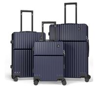Ystyle Set 3 Valigie Rigide in ABS+PC, Manico Telescopico e 4 Ruote Easy Roll a 360°, Lucchetto Serratura a Codice, Trolley Resistenti da Viaggio, con Bagaglio a Mano, Navy