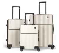 Ystyle Set 3 Valigie Rigide in ABS+PC, Manico Telescopico e 4 Ruote Easy Roll a 360°, Lucchetto Serratura a Codice, Trolley Resistenti da Viaggio, con Bagaglio a Mano, Bianco