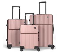 Ystyle Set 3 Valigie Rigide in ABS+PC, Manico Telescopico e 4 Ruote Easy Roll a 360°, Lucchetto Serratura a Codice, Trolley Resistenti da Viaggio, con Bagaglio a Mano, Oro Perla