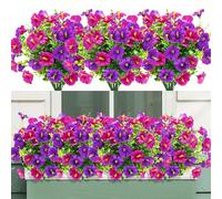 YSUVIN 8 Bouquets fiori finti, Gloire Matinale Realistici Fleurs Pétunia Bouquet Deco Piante Finte da Esterno Intérieur Soggiorno Casa Portico Giardino Balcone E Giardino(Rosa Viola)
