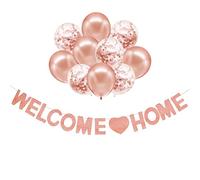 YSUVIN Benvenuto Home Banner Palloncino, Ghirlanda Di Benvenuto In Oro Rosa Con 1 Bandiera Di Benvenuto E 10 Palloni Per La Casa, Matrimonio, Festa Di Inaugurazione, Nascita