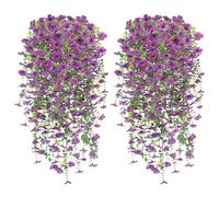 YSUVIN Fiore Artificiale Appesi, 4 Pezzi Fiore Artificiale da Esterno, 76CM Simulazione Pianta Appesa, Balcone Esterno Giardino Patio Matrimonio Fiori-Finti per Decorazioni Appeso, Viola