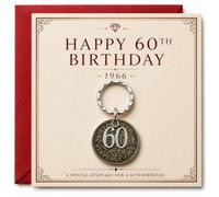 YSUY Portachiavi per 60° compleanno da donna, commemorativo 1966, con biglietto e busta, ciondolo a moneta da 2 cm, regalo per il 60° compleanno per lei