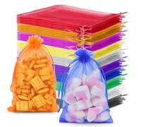 YSWOVUO 100 Pezzi Sacchetti Organza 10X15cm, Sacchetti per Confetti con Cordino, Sacchetti Portaconfetti per Matrimonio Compleanno Gioielli Bustina Natale Regalo Bomboniere Battesimo