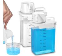 YSWOVUO 2 Pezzi 1800ML Dispenser Detersivo Lavatrice con Misurino, Ermetico Contenitori Detersivi Lavanderia, Dosatore per Detersivo e Detersivo in Polvere, Contenitore per Cereali Zucchero Muesli