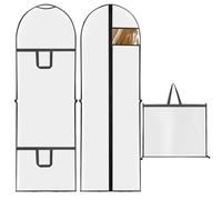 YSWOVUO 2 Pezzi Custodia Porta Abiti Lungo, Custodie per Abiti con Cerniera 180×60cm, Pieghevole Borsa Porta Abiti con Finestra per Cappotti, Giacche, Antipolvere Custodie da Viaggio, Bianco