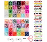 YSWOVUO 2400 Pezzi 48 Colori Perline per Braccialetti, 6mm Rotonde Perline Colorate, Kit Braccialetti Fai Da Te per Gioielli Collane Orecchini, Bracelet Making Kit per Adulti e Bambina