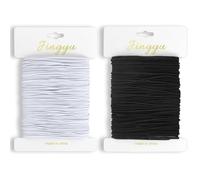 YSWOVUO 2pcs Filo per Braccialetti 1mm x 20m, Filo Elastico per Braccialetti Resistente, Rotondo Cordoncino per Collane Gioielli Fai da Te Perline Artigianato Decorazioni, Bianco e Nero