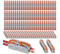 YSWOVUO Connettori Elettrici Rapidi, 100 Pezzi Morsetti Elettrici, SPL-1 Terminali a Collegamento 1 Filo 2 Entrate per Cavi Combinabili Liberamente SPL2-5, PA/PC Ritardante di Fiamma