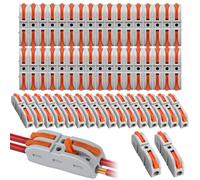 YSWOVUO Connettori Elettrici Rapidi, 50 Pezzi Morsetti Elettrici, SPL-1 Terminali a Collegamento 1 Filo 2 Entrate per Cavi Combinabili Liberamente SPL2-5, PA/PC Ritardante di Fiamma